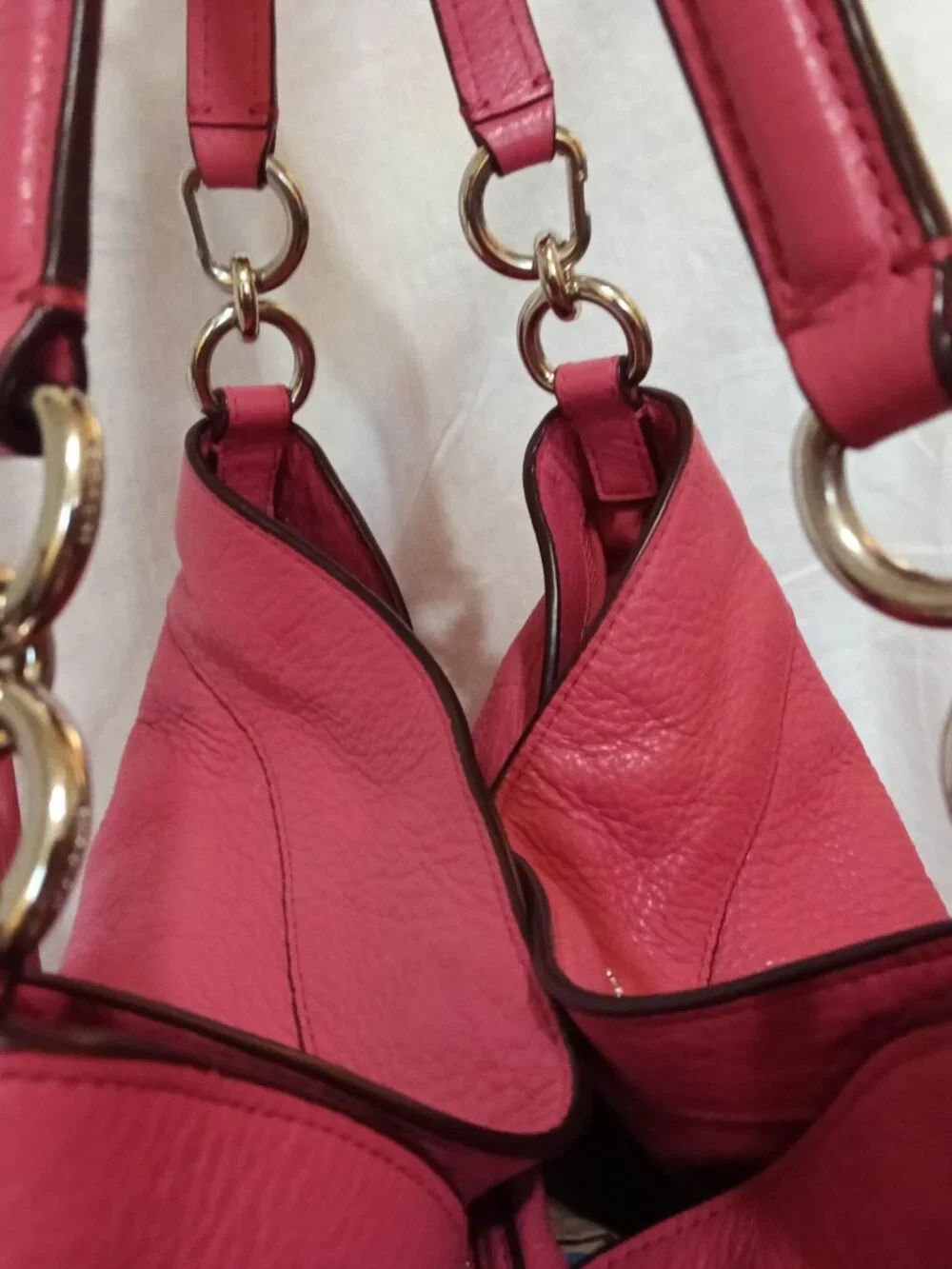 COACH LEXY Pebbled Leather Coral Rose Excellent Preowned Condition
